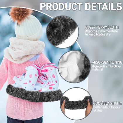 Imagem de Ice Skate Blade Covers, redondo, engraçado, presente de inverno, cinza para crianças