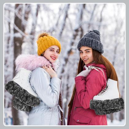 Imagem de Ice Skate Blade Covers, redondo, engraçado, presente de inverno, cinza para crianças