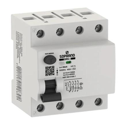 Imagem de IDR Interruptor Diferencial Residual DR 4p Tetrapolar 63a 30ma Soprano