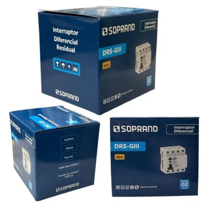 Imagem de IDR Interruptor Diferencial Residual DR 4p Tetrapolar 63a 30ma Soprano
