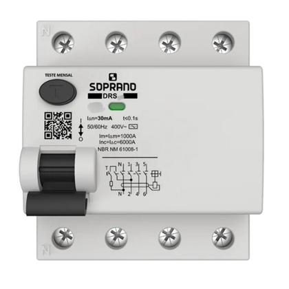Imagem de IDR Interruptor Diferencial Residual DR 4p Tetrapolar 63a 30ma Soprano