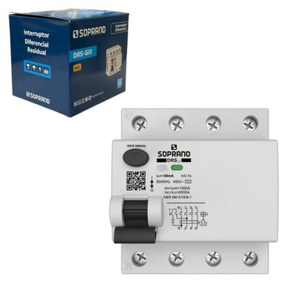 Imagem de IDR Interruptor Diferencial Residual DR 4p Tetrapolar 80a 30ma Soprano