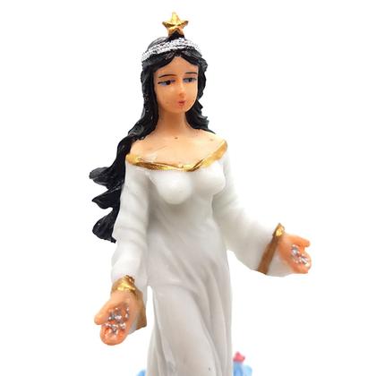 Imagem de Iemanjá Orixá Estátua Imagem Rainha Mar Resina Branca 15 cm