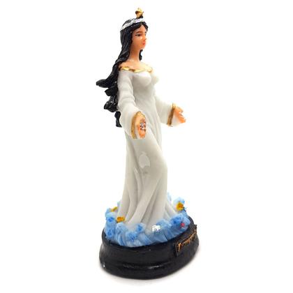 Imagem de Iemanjá Orixá Estátua Imagem Rainha Mar Resina Branca 15 cm