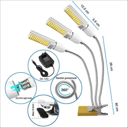 Imagem de Iluminação de plantas Luz LED de crescimento de plantas Wokex de 3 cabeças com temporizador