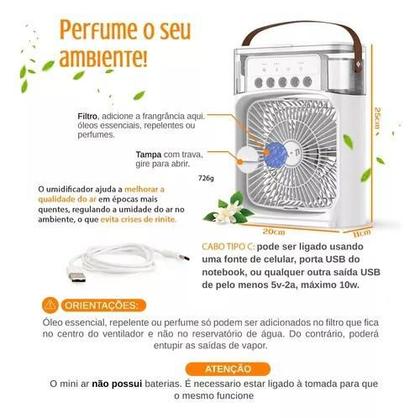 Imagem de Iluminação e frescor combinados: Ventilador Portátil com Iluminação Umidificador Climatizador