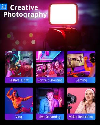 Imagem de Iluminação fotográfica UbeeSize, pacote com 2 unidades RGB com suporte para tripé