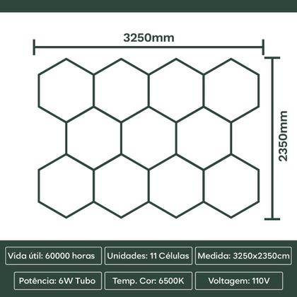 Imagem de Iluminação Luminária Led Colmeia Hexagonal 11 Células Aura 11 Brancia 127v 220v 6500k Branco Frio Teto Parede Oficina Barbearia Estética