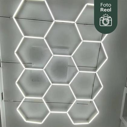 Imagem de Iluminação Luminária Led Colmeia Hexagonal 11 Células Aura 11 Brancia 127v 220v 6500k Branco Frio Teto Parede Oficina Barbearia Estética