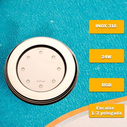 Imagem de Iluminação Piscina Refletor Inox Rgb Luz Colorida Alcance