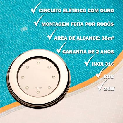 Imagem de Iluminação Piscina Refletor Inox Rgb Luz Colorida Alcance