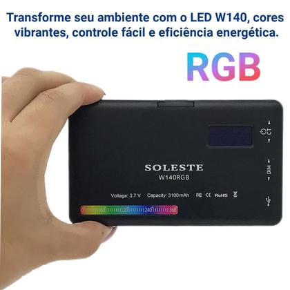 Imagem de Iluminador Led Soleste W140 RGB 2500k-9000k Fotografia L