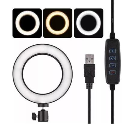 Imagem de Iluminador Mini Ring Light Com Tripé Maquiagem 6 Polegadas 