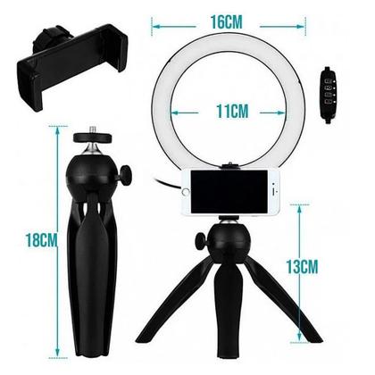 Imagem de Iluminador Ring Led 6 Polegadas Com Tripé E Suporte Celular