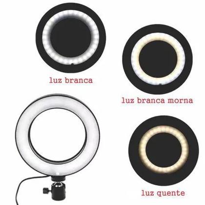 Imagem de Iluminador Ring Light 6 Polegadas (16cm) com Tripé e Suporte para Celular