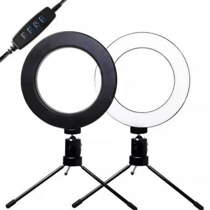 Imagem de Iluminador Ring Light 6 Polegadas (16cm) com Tripé e Suporte para Celular