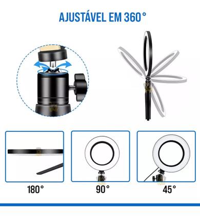 Imagem de Iluminador Ring Light 6 Polegadas com Tripé e Suporte para Celular