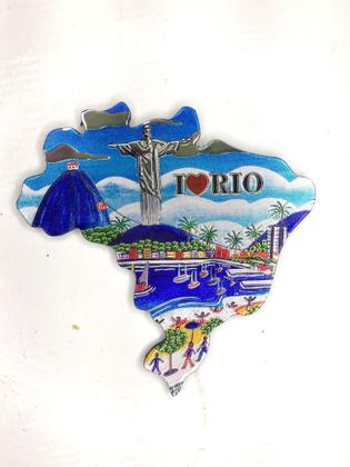 Imagem de Imã de Geladeira Mapa Brasil Lembrança do Rio De Janeiro Souvenir