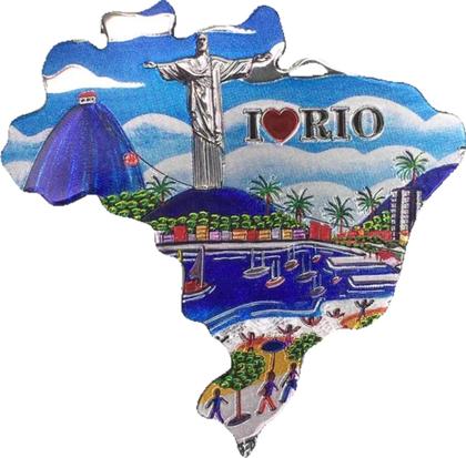 Imagem de Imã de Geladeira Mapa Brasil Lembrança do Rio De Janeiro Souvenir