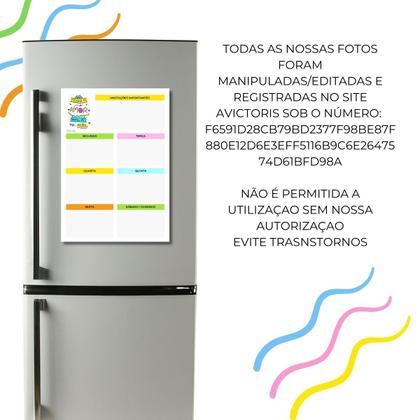 Imagem de Ímã De Geladeira Planner Calendário Semanal Recados com Caneta Colorida