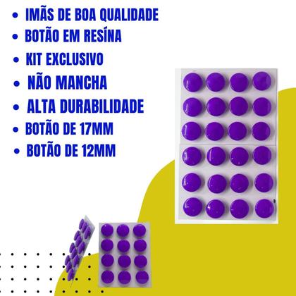 Imagem de Imã sBolinha Roxa Para Geladeira e Decoração quadro magnético decorativo e fixar fotos e recados - 24 Unidades
