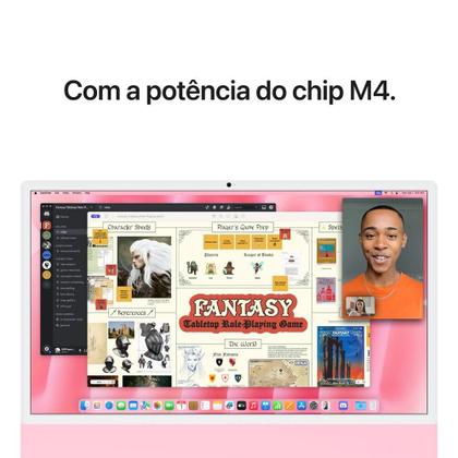 Imagem de iMac 24", M4, CPU 10 núcleos e GPU 10 núcleos, Memória Unificada 16GB, 256GB SSD - Rosa