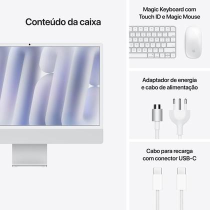 Imagem de iMac 24", M4, CPU 10 núcleos e GPU 10 núcleos, Memória Unificada 16GB, 512GB SSD - Prateado