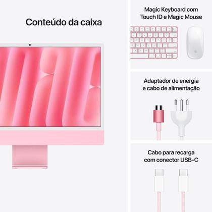 Imagem de iMac 24", M4, CPU 10 núcleos e GPU 10 núcleos, Memória Unificada 16GB, 512GB SSD - Rosa