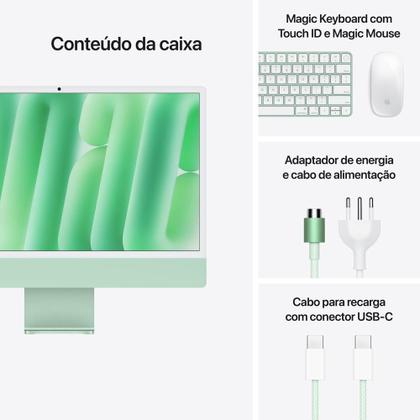 Imagem de iMac 24", M4, CPU 10 núcleos e GPU 10 núcleos, Memória Unificada 24GB, 512GB SSD - Verde