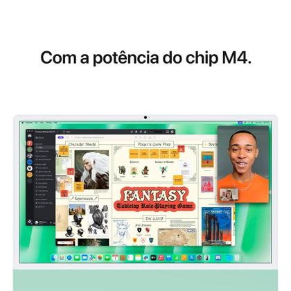 Imagem de iMac Apple Tela Retina 24" 4.5K, Chip M4, CPU 10 Núcleos, GPU 10 Núcleos, Neural Engine de 16 Núcleos, 16GB RAM, 512GB SSD, Verde - MWV03BZ/A