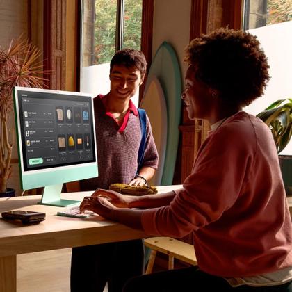 Imagem de iMac Apple Tela Retina 24" 4.5K, Chip M4, CPU 8 Núcleos, GPU 8 Núcleos, Neural Engine de 16 núcleos, 16GB RAM, SSD 256GB, Azul - MWUF3BZ/A