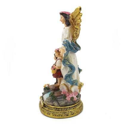 Imagem de Imagem Anjo da Guarda com Menino e Menina Importado Resina 22 cm