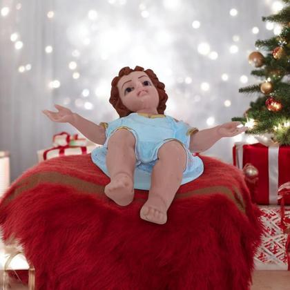 Imagem de Imagem do Santo Menino Jesus Presépio de Natal Manjedoura 15cm em resina