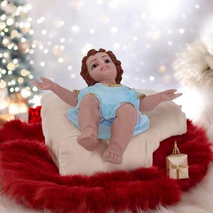 Imagem de Imagem do Santo Menino Jesus Presépio de Natal Manjedoura 15cm em resina