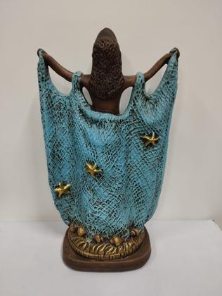 Imagem de Imagem em gesso orixá  iemanjá com rede modelo 002 32,5 cm