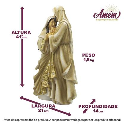 Imagem de Imagem Sagrada Família Importada Dourada Resina 41 cm
