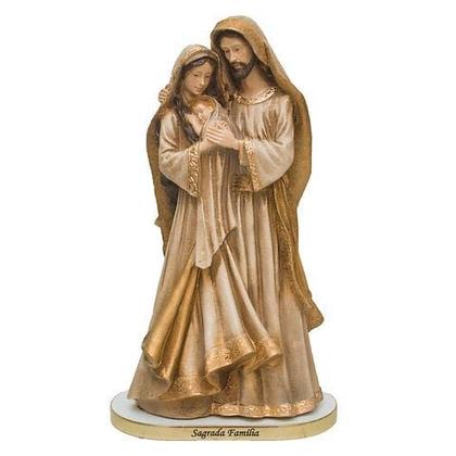 Imagem de Imagem Sagrada Família Resina 20cm Barroca Dourada Pequena
