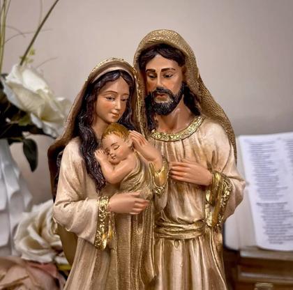 Imagem de Imagem Sagrada Família Resina 20cm Barroca Dourada Pequena