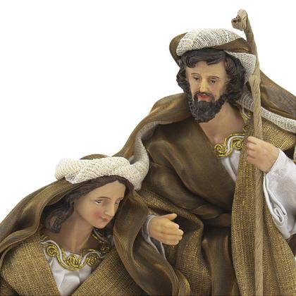 Imagem de Imagem Sagrada Família Tecido Cor Marrom Importada Resina 30 cm