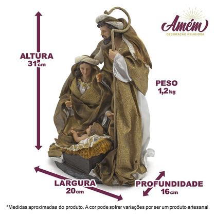 Imagem de Imagem Sagrada Família Tecido Cor Marrom Importada Resina 30 cm