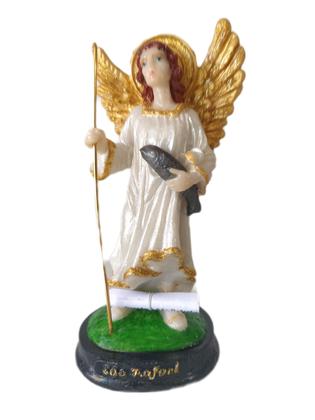 Imagem de Imagem São Rafael Arcanjo com oração 12 cm Anjo Resina