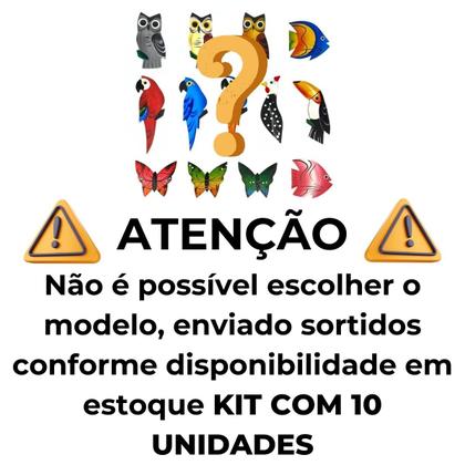 Imagem de Imas De Geladeira De Animais Kit Com 10 Unidades Sortidos