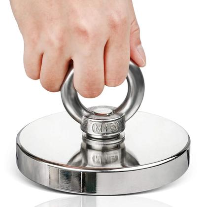 Imagem de Ímãs de Pesca de Neodímio Super Fortes D48, D60, D75 e D90 - Com Parafuso Escareado