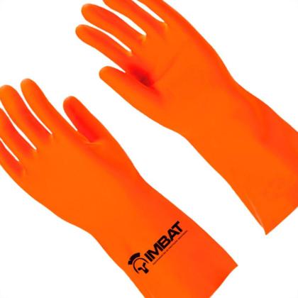 Imagem de Imbat Luva Latex  Forrada Laranja 07 - Kit C/12 Pr
