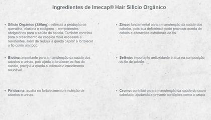 Imagem de Imecap Hair Silicio Organico Cabelos E Unhas 60 Cápsulas - FQM