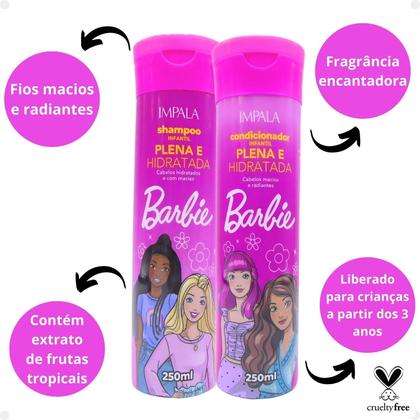 Imagem de Impala Barbie Infantil Plena e Hidratada: Shampoo e Condicionador 250ml