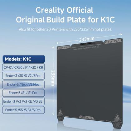 Imagem de Impressora 3D Build Plate Creality K1C 235x235mm com folha PEI