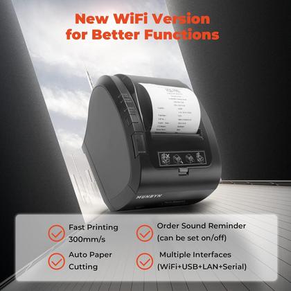Imagem de Impressora de recibos MUNBYN P047-WiFi 80mm com USB para sistema POS