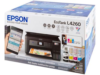 Imagem de Impressora Multifuncional Epson EcoTank L4260, Jato de Tinta, Colorida, WiFi, Visor LCD, USB, Bivolt, Preto - C11CJ63302