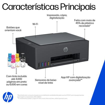 Imagem de Impressora Multifuncional HP Smart Tank 589 Tanque de Tinta Colorida Wi-Fi 1 USB